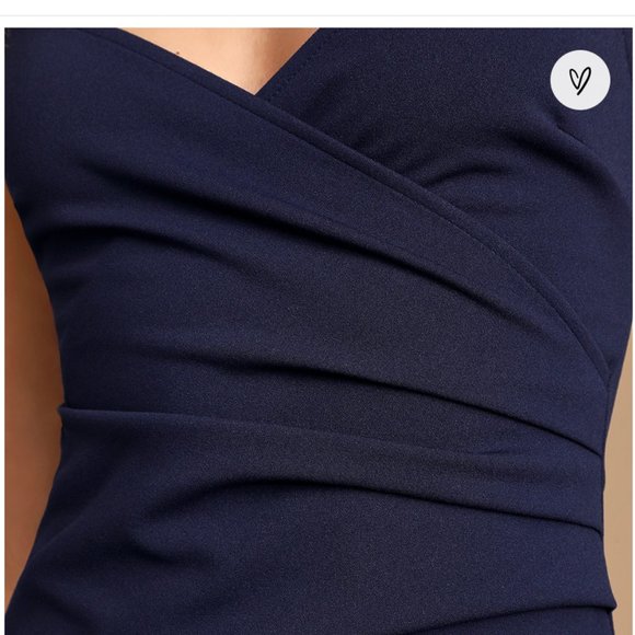 NWT** Sweetest Admirer Navy Blue Ruched Surplice Maxi Dress** - Picture 3 of 5